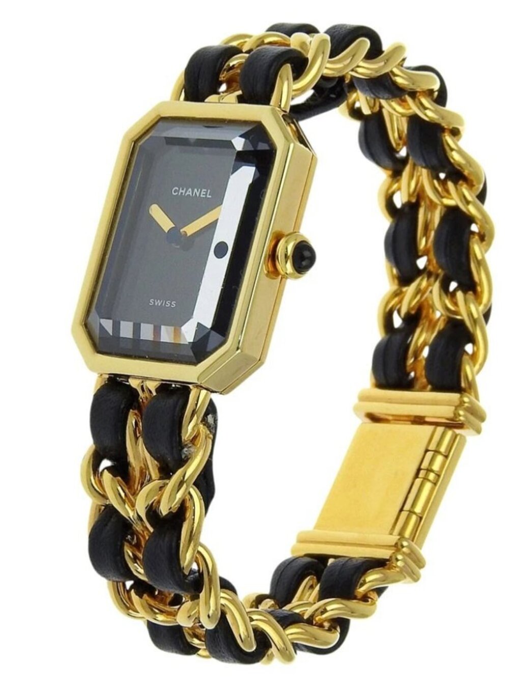CHANEL Premiere S Watches H0001 blackDial Plated Gold/leather Quartz Analo...